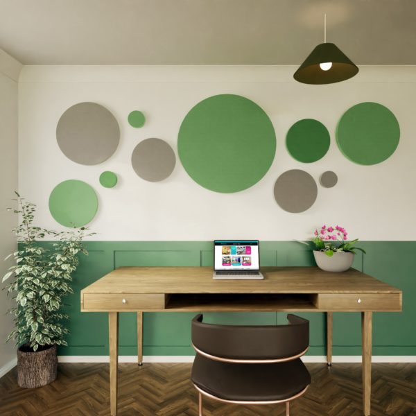 ProSound farbic acosutic wall panels in green circles