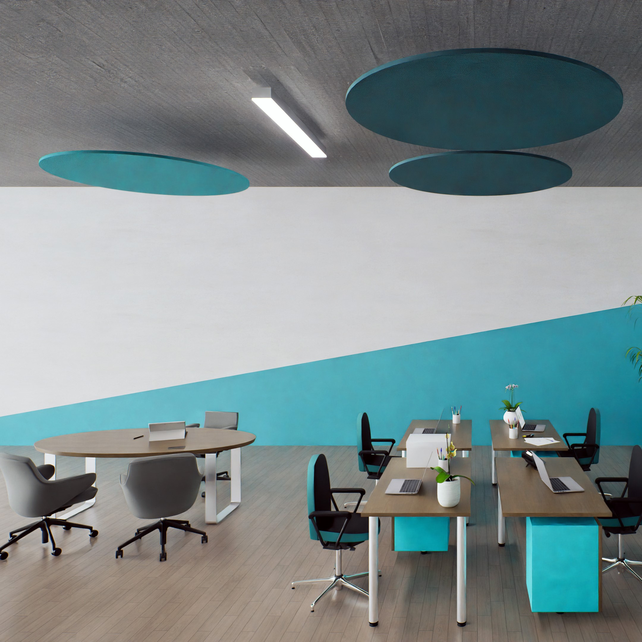 Teal Office Circle Rafts 3