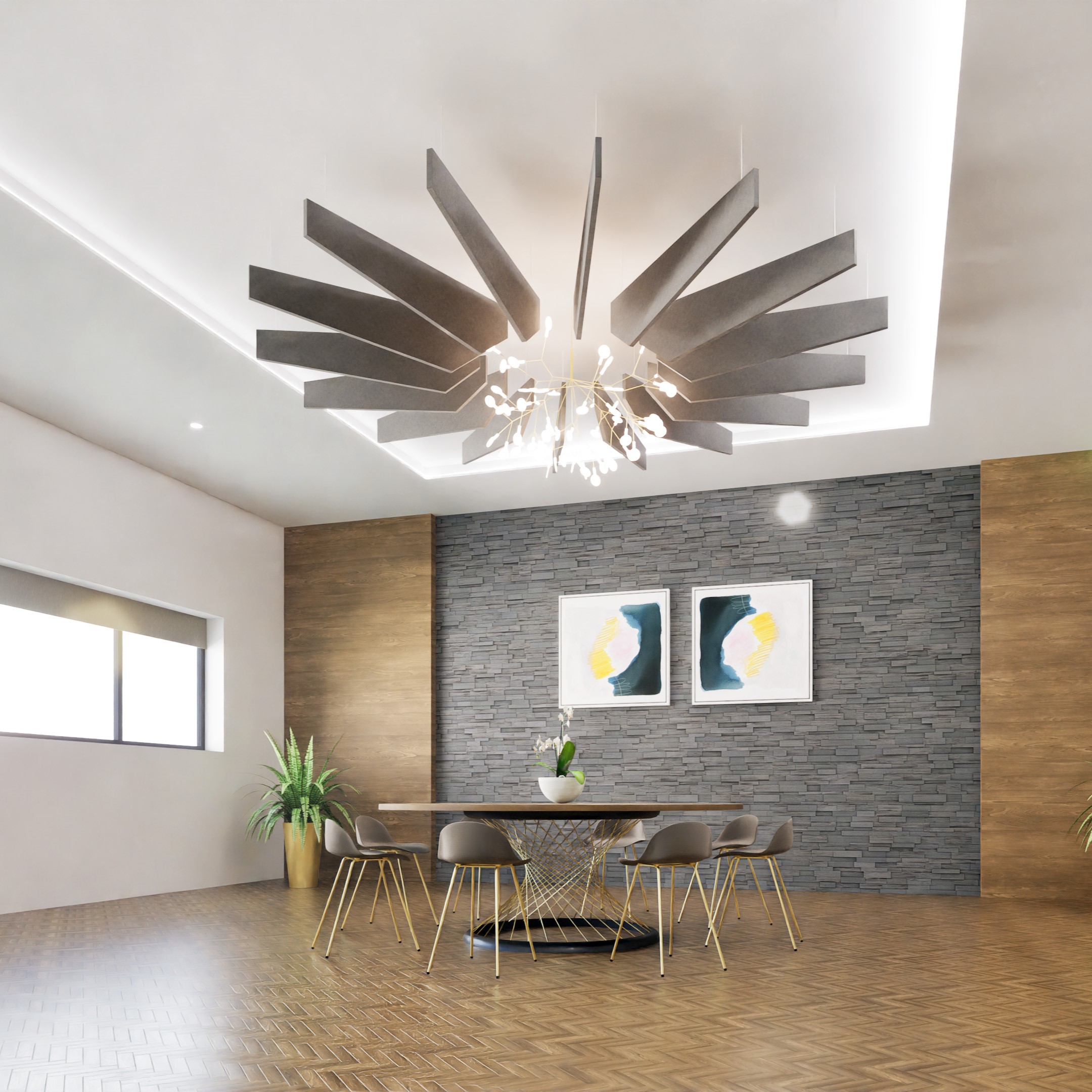 Chop baffles circle in boardroom
