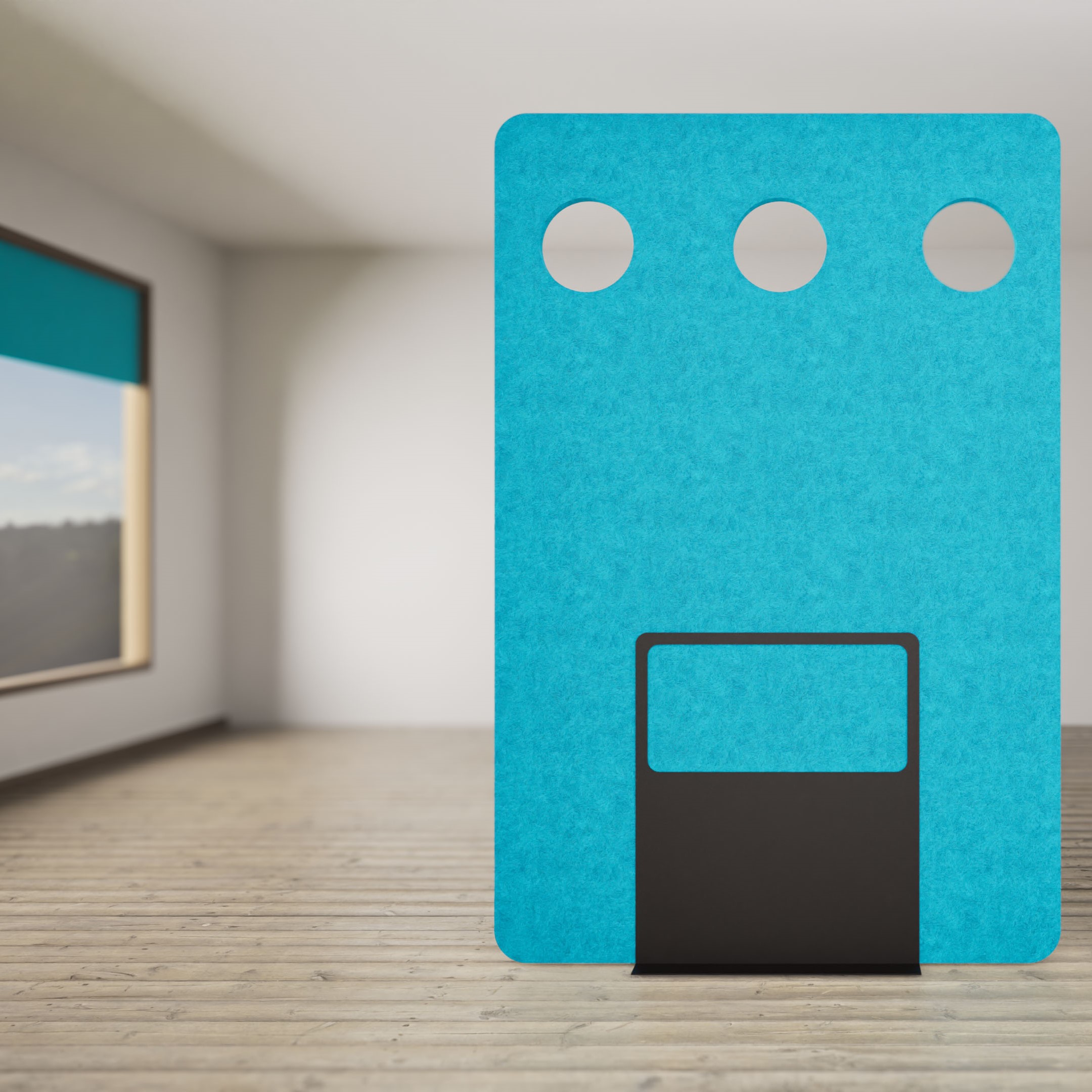 Teal floor standing screen