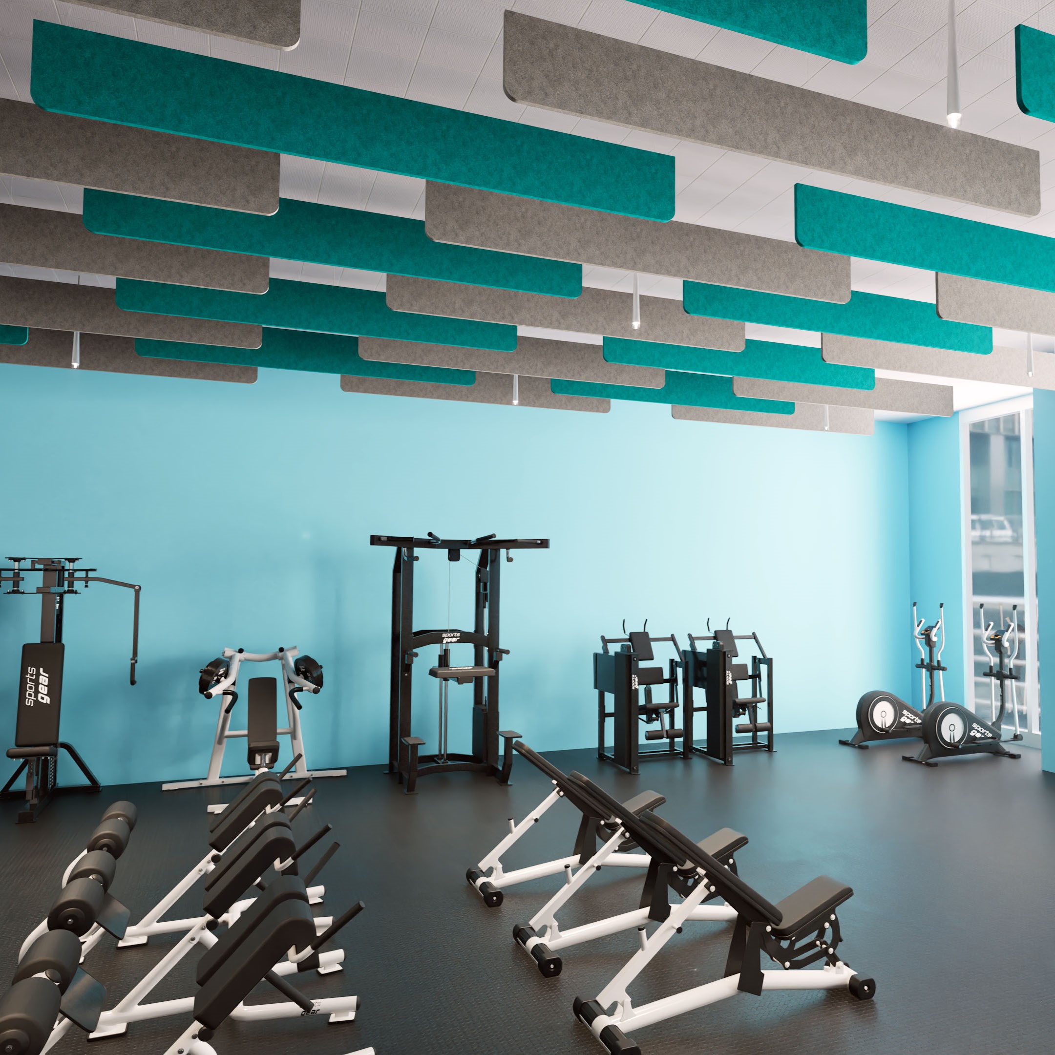 gym curve baffles